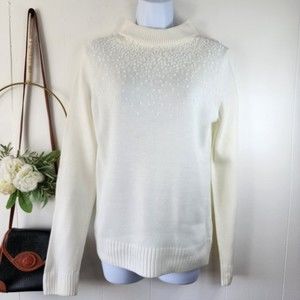 Juicy Couture Women's Off-White Ivory Sequin Pull-Over Sweater Size Medium NWOT